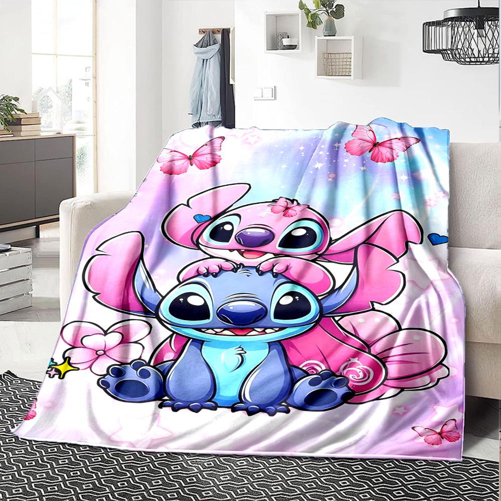 1pc Lilo Stitch Fantasy Flannel Blanket,Ultra Soft Warm Plush Throw for Home Bedroom Bed Sofa Cover Camping Picnic gift Y7172