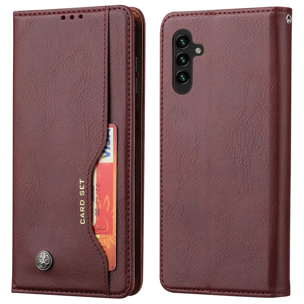 Для Samsung Galaxy A34 5G Чехол из ПУ кожи с внешним слотом для карт Полная защита Магнитный самовсасывающийся Кошелек Подставка Чехол для телефона