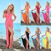 Women Summer Wrap Open-Back Beach Dress Sexy V-neck Bikini Swimwear Cover-up Shawl Dress
