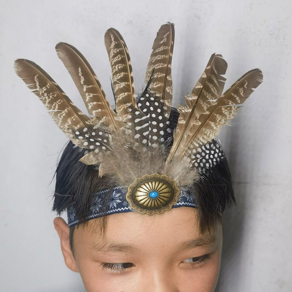 Colorful Feathered Hairband Ethnic Style Indian Hairband Decorative Headband Special Occasion