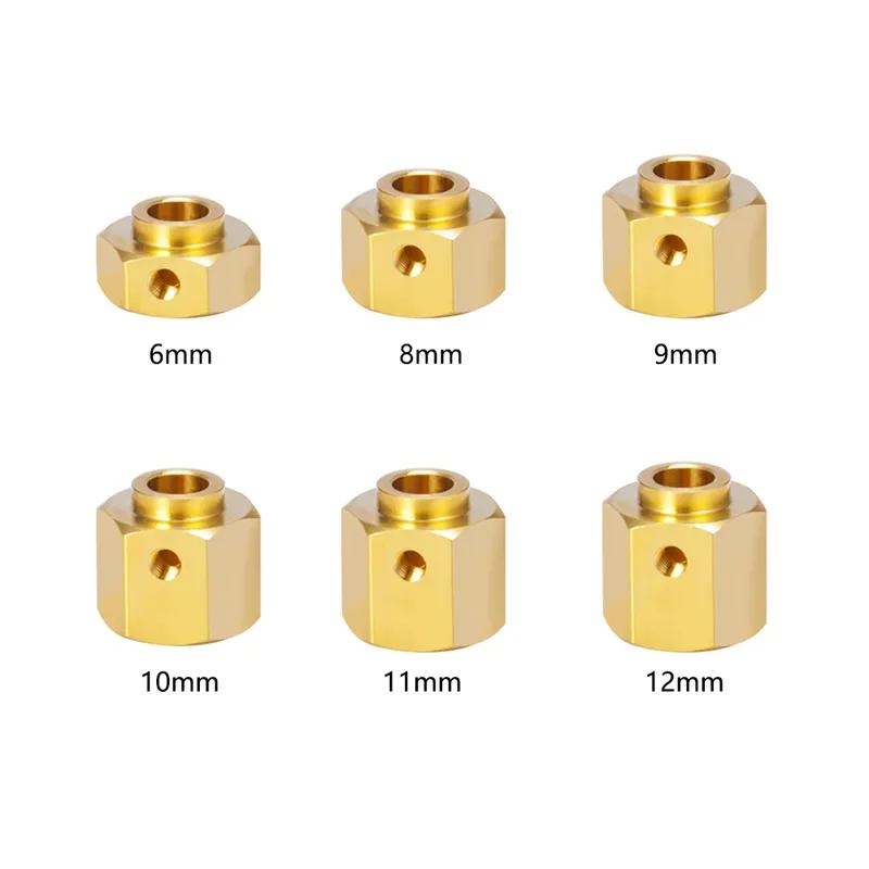 6/8/9/10/11/12mm Metals Heavier Brass 12MM Wheel Hex Extended Adapter for RC Crawler Traxxas TRX4 TRX-4