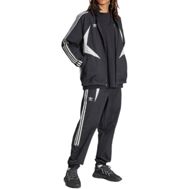 adidas Оригинальная укороченная куртка с тремя полосками и воротником на молнии с цветными блоками, мужская куртка черного цвета JF8736
