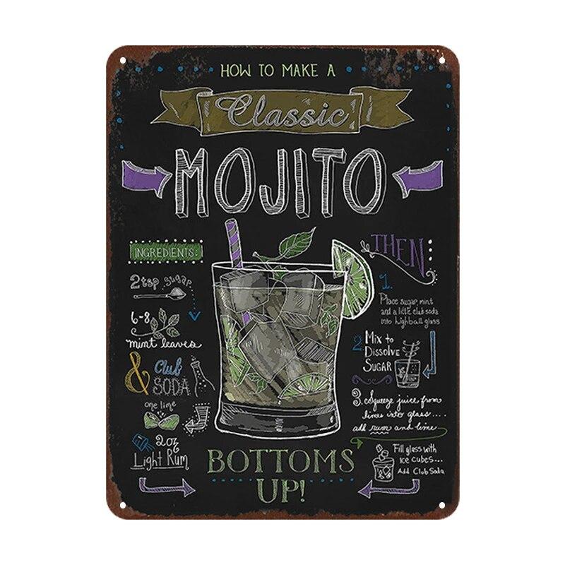 Summer Time BEER Retro Metal Tin Signs Mojito Cocktail Plaque Vintage Poster Bar Pub Art Stickers Wall Decor 20x30cm