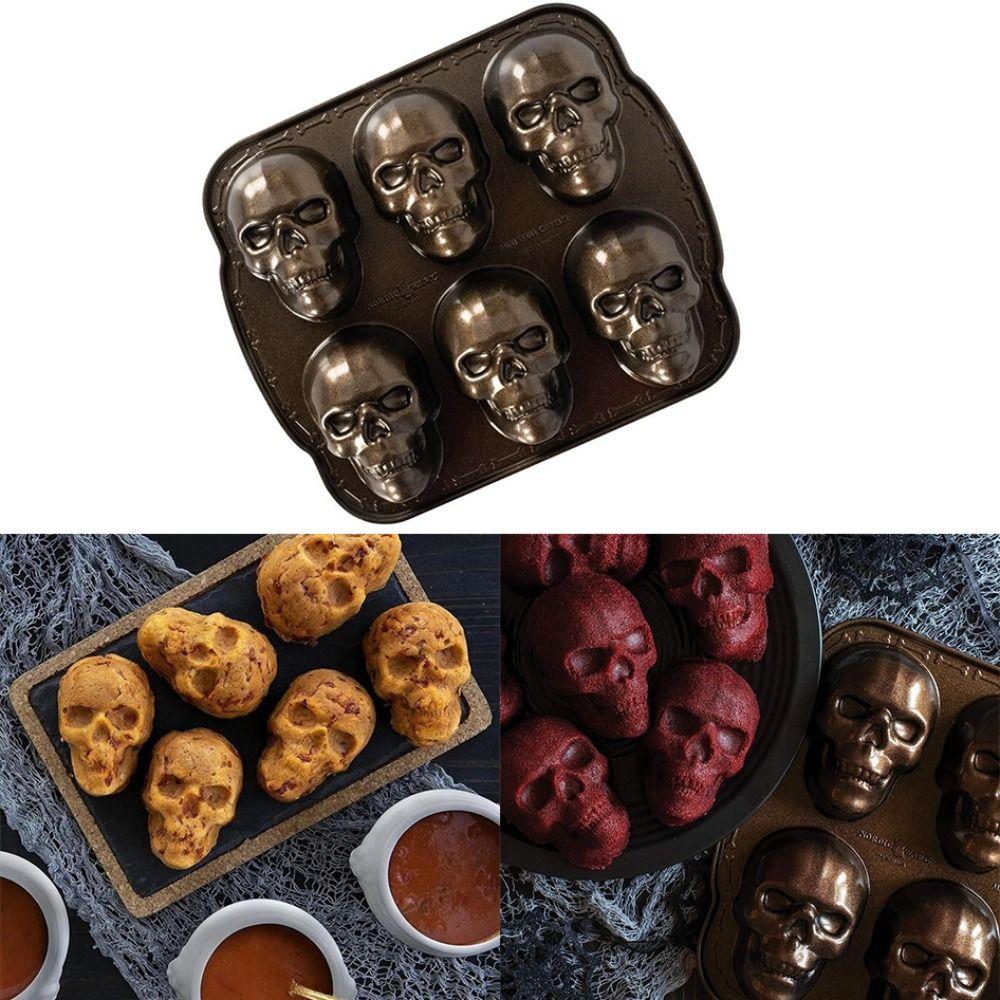 3D Skull Molds Halloween Skull Baking Mold Realistic Baking Tray DIY Skeleton Cake Mold
