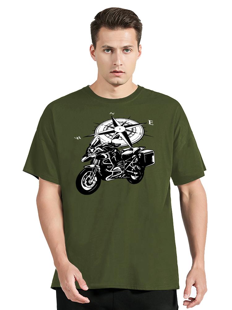 Adventure Motorcycle Unisexs Tshirt Funny Compass Graphic Shirt Hip Hop Streetwear Harajuku Short Sleeve Loose Motorcycle Clothes
