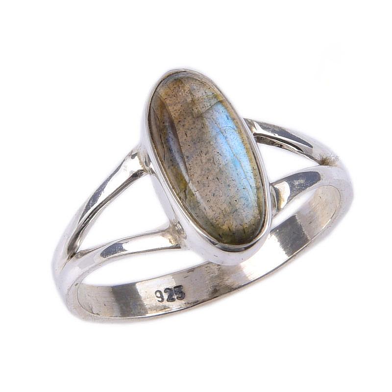 Натуральный Лабрадорит Драгоценный Камень Ручной Работы 925 Пробы Цельное Стерлинговое Серебро Кольцо Размер 7 M6z32
