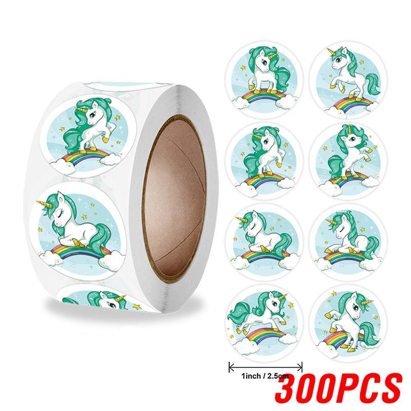 100-500 шт., наклейка с единорогом из мультфильма, детская наградная наклейка, подарочная декоративная этикетка, поощрение учителя, студенческие канцелярские наклейки