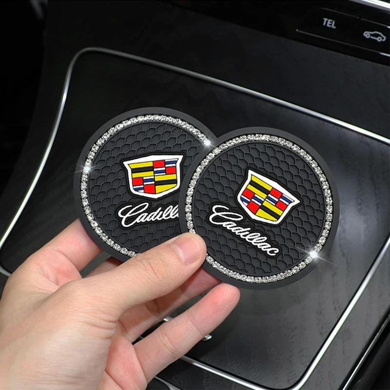 Car Non-slip Water Cup Pad Diamond Rhinestone Bling Decoration For Cadillac Escalade GT4 XT4 ATS XT5 CTS XTS RS Accessories
