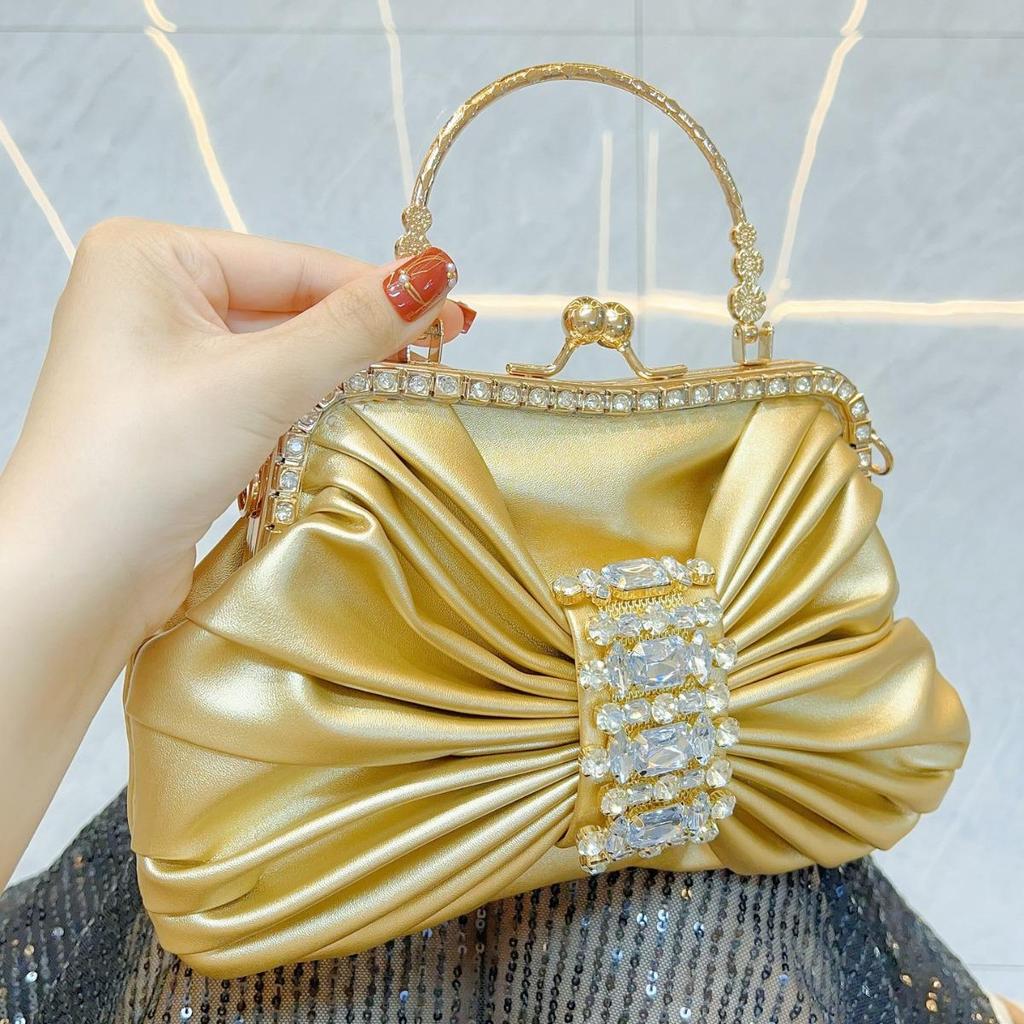 French Fairy Diamond Inlaid Banquet Bow Evening Crossbody Bag