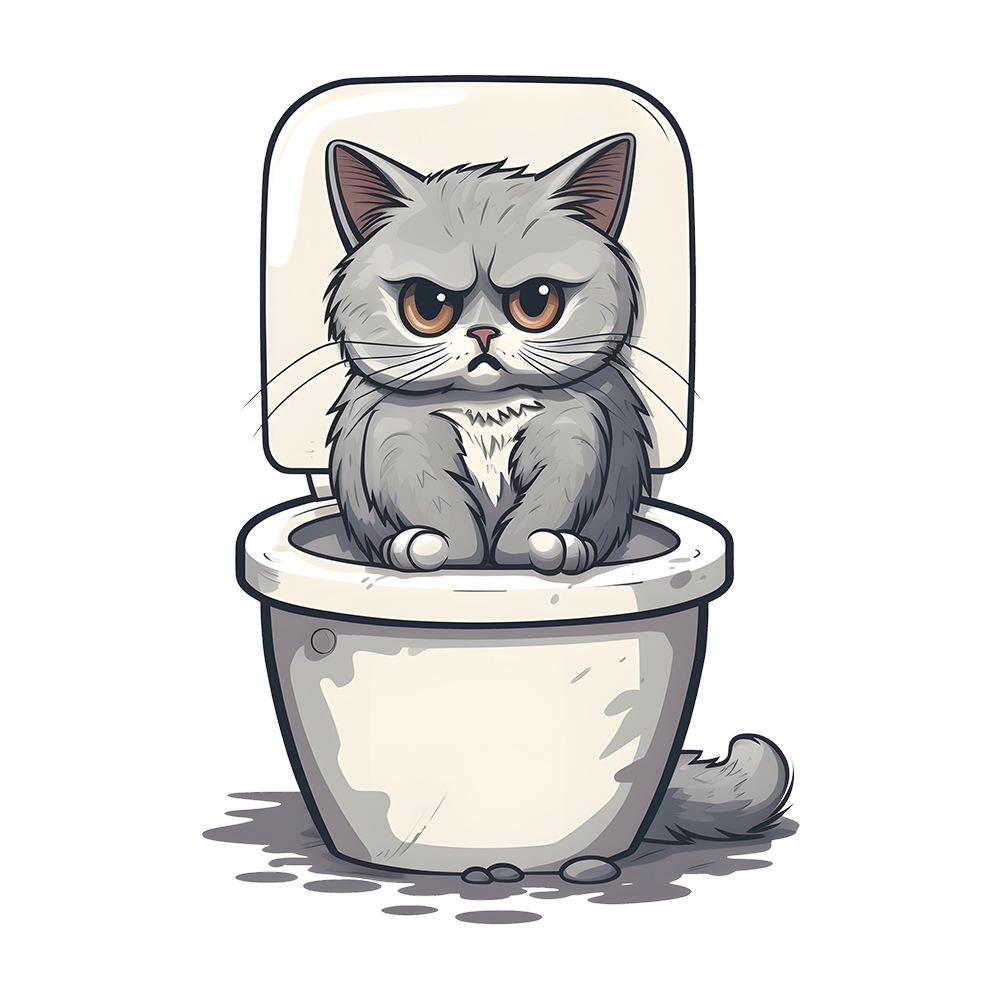 Наклейки на туалет Angry Cat Ванная комната Декор для дома Наклейки на стену