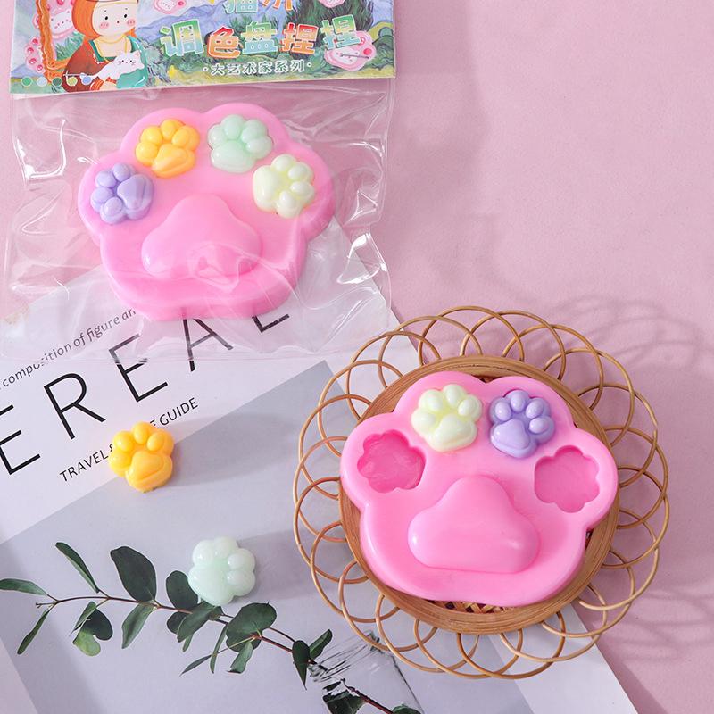 Милая мультяшная кошачья лапка, цветовая палитра, сжимаемые игрушки, мягкие игрушки для снятия стресса, мини-игрушки Kawaii с медленным отскоком, подарки на вечеринку