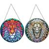 2Pcs Animal Theme 2D Flat DIY Hanging Diamond Art Kits Rhinestone Diamond Art Window Pendants Window Hanging Art for Home Decor