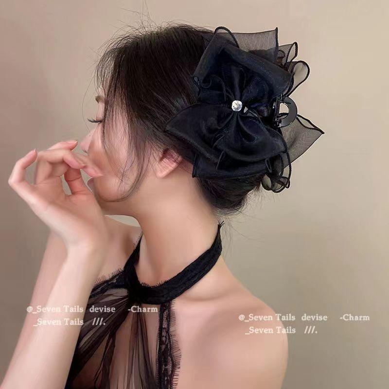 Элегантная заколка для волос с бантом и стразами, двухсторонняя заколка в виде акулы, корейские аксессуары для волос принцессы для женщин