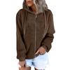 Women's Fashionable Warm Fleece Solid Color Hoodie Zipper Pocket Casual Jacket