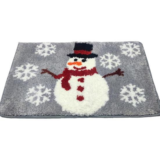Christmas Bathroom Rug Xmas Snowflake Door Mat Flannel Floor Mat Absorbent Non-Slip Bath Mat for Xmas Home Decor