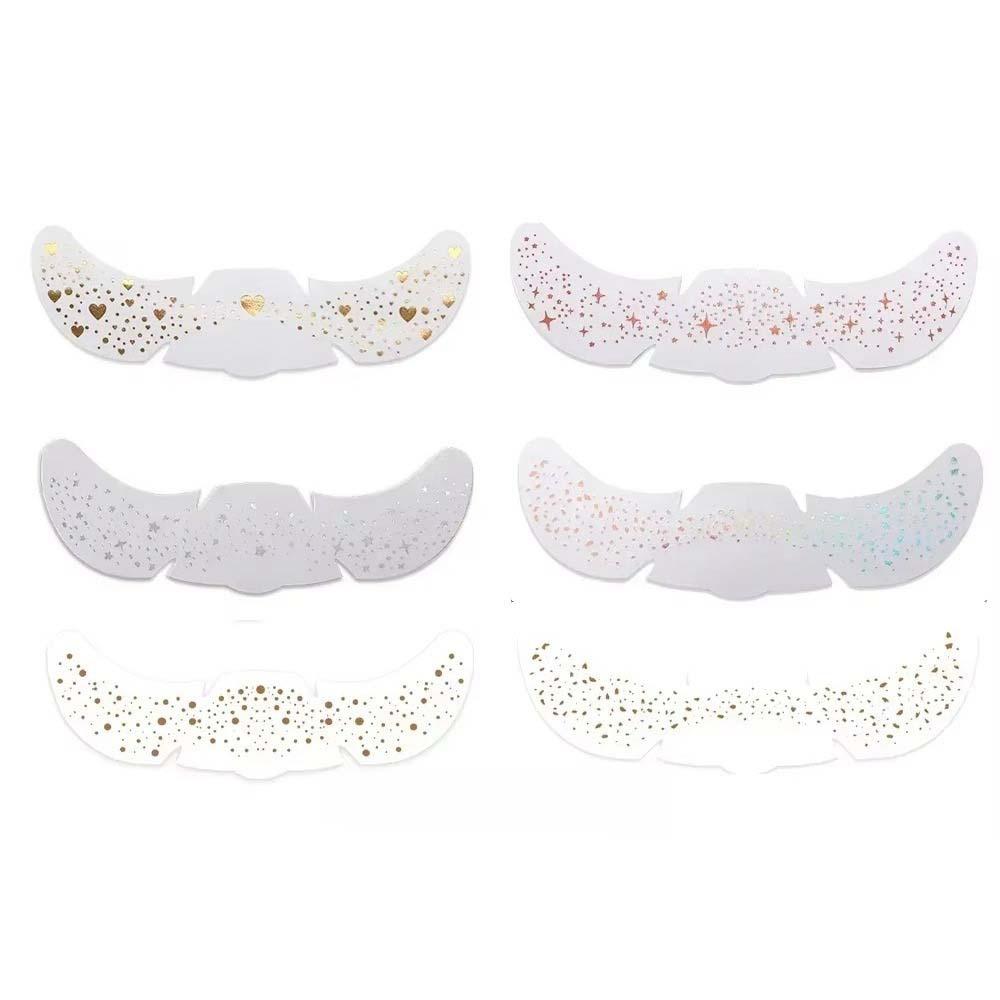 6Pcs Star Heart Freckle Tattoo Sparkle Face Tattoo Sticker Disposable Face Temporary Tattoo Make Up