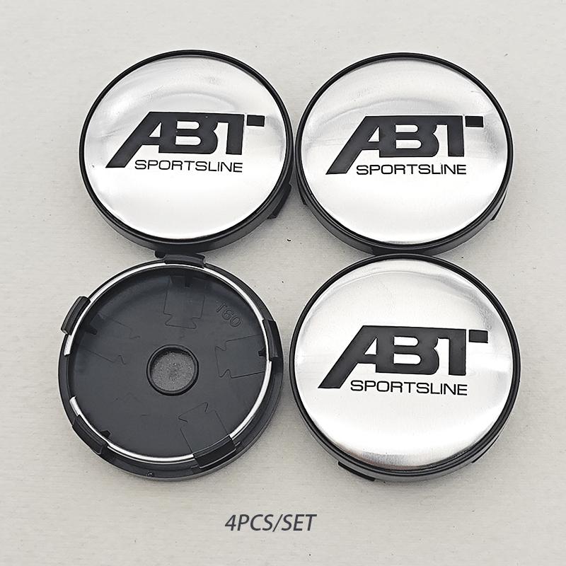 kqsdr10 4pcs/set 60mm ABT SPORTSLINE Logo Car Emblem Wheel Hub Center Cap Badge Covers With Black Base For Car Universal Accessories