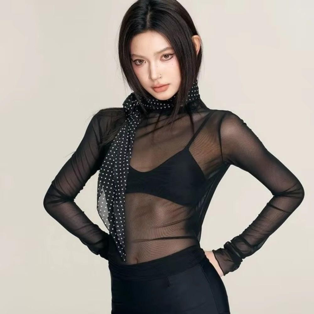 Super-soft Women Top Sheer Mesh Beachwear Transparent T Shirts  Beach