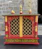 Embossed Painted Wood Mandir: Antique Finish Wall Shrine