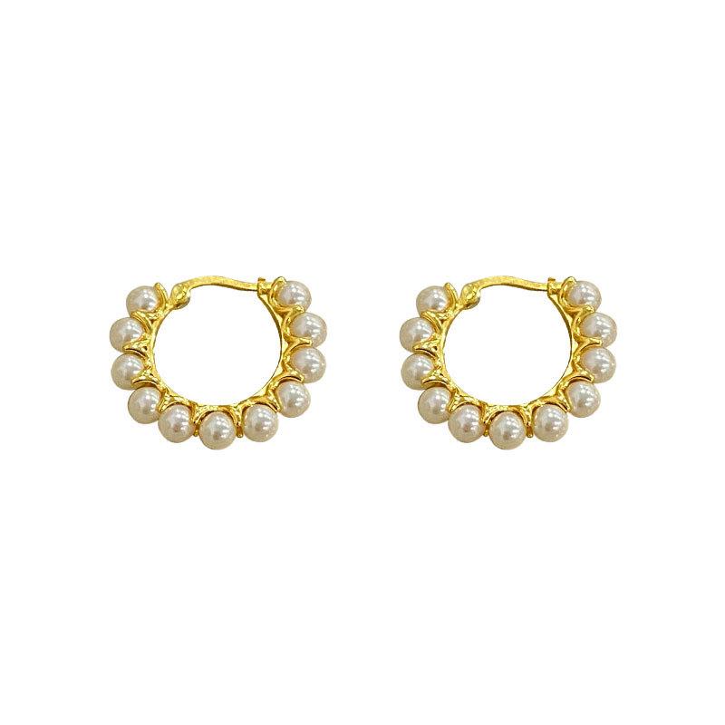 Light Luxury High-end French Elegant Temperament Pearl Ear Button Autumn and Winter Sweater Accessories New Style