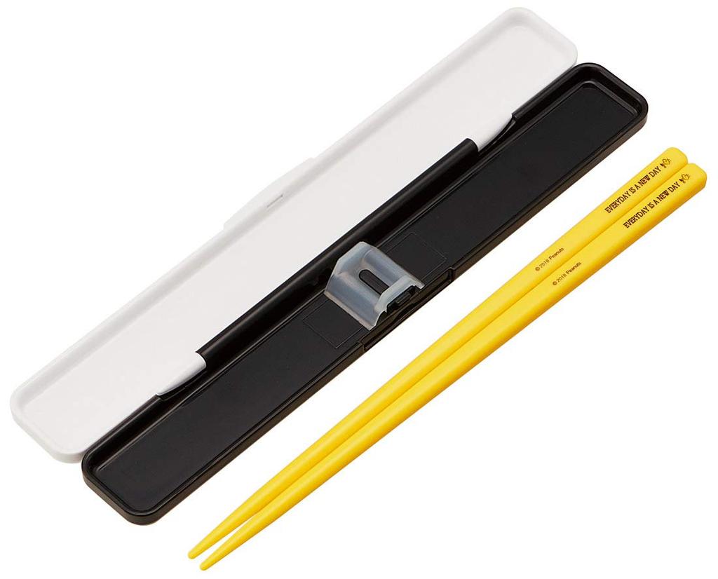 Skater Chopsticks and Chopstick Case Made in Set, 18cm, Snoopy, Monochrome, PEANUTS, Japan, ABC3-A