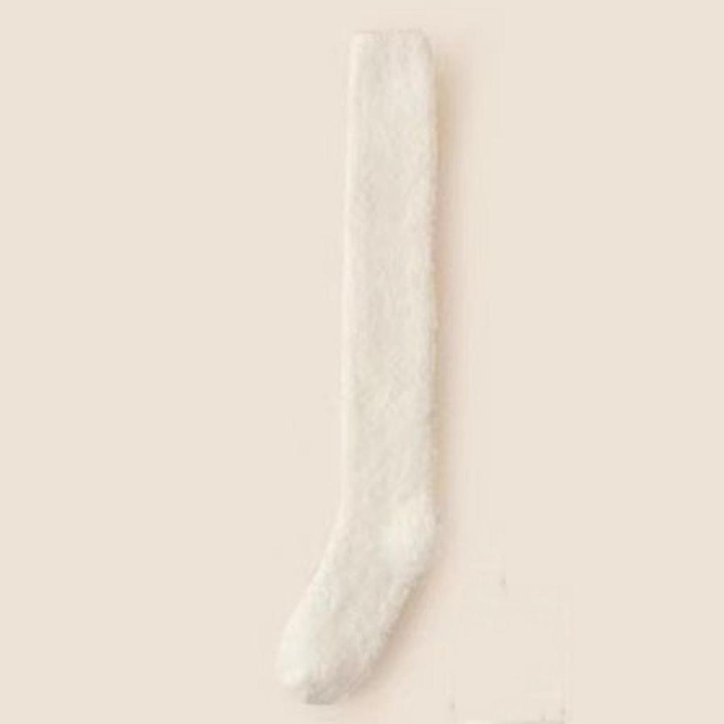 Женские зимние чулки цвета кораллового бархата, очень толстые, для сна дома, выше колена