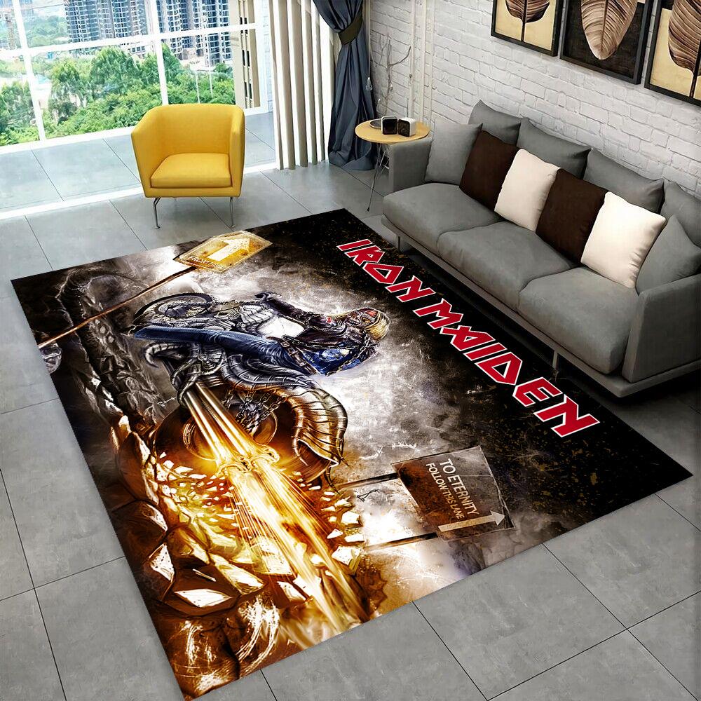 3D I-Iron-M-Maidens Metal Music Rug Carpet for Living Room Bedroom Decor,kids Play Non-slip Decoration for Sofa Doormat Gift