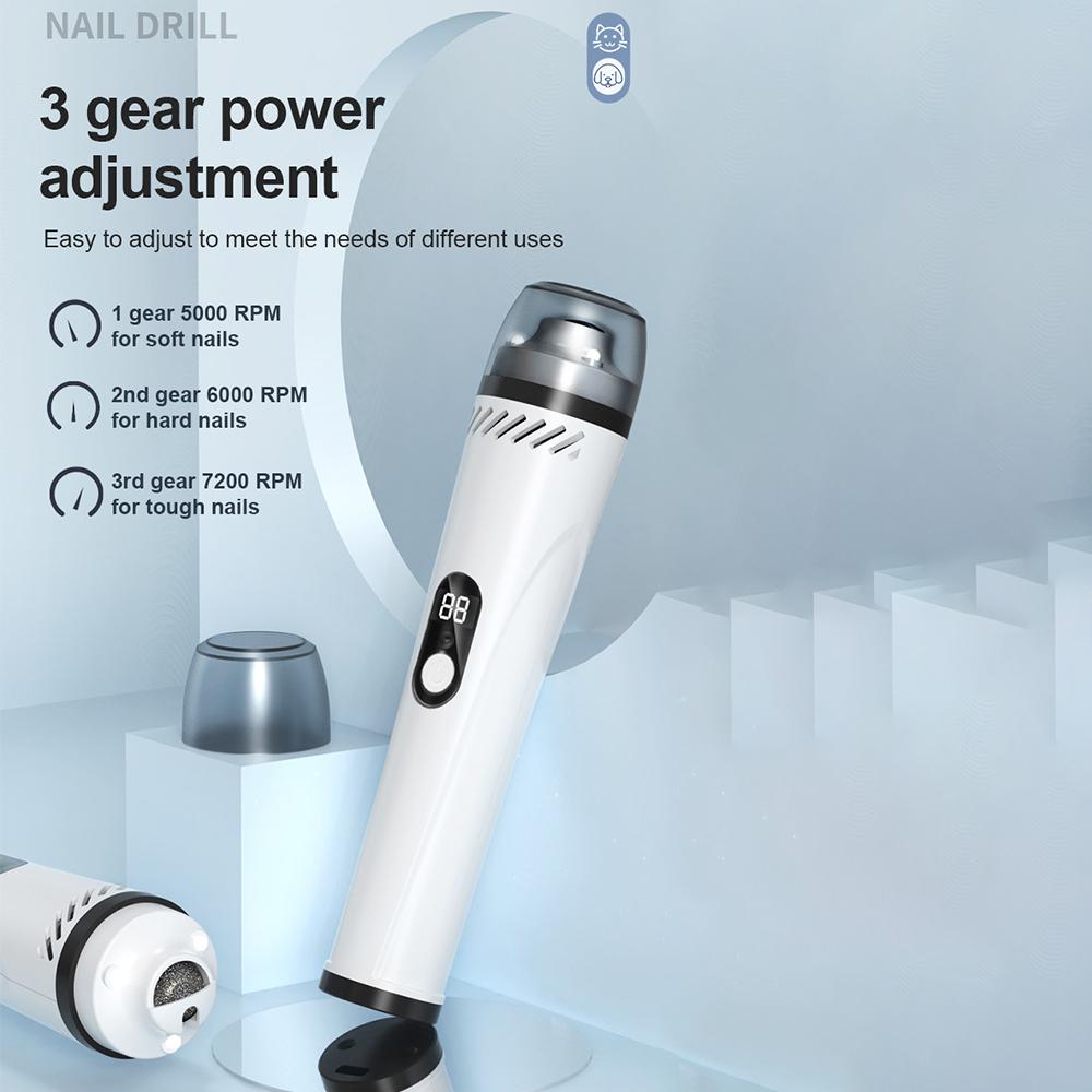 Портативная аккумуляторная машинка для стрижки когтей домашних животных со светодиодной подсветкой, алмазным шлифовальным кругом, тремя шлифовальными кругами