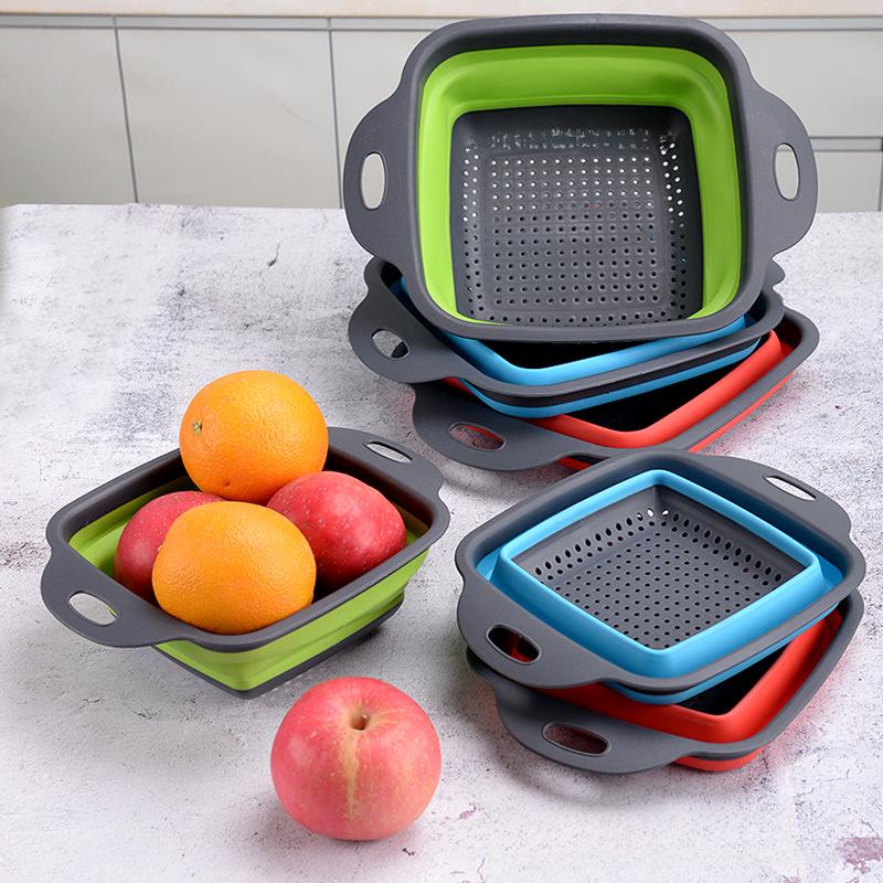 Multifunctional Foldable Retractable Drain Basket Set for Vegetables and Fruits