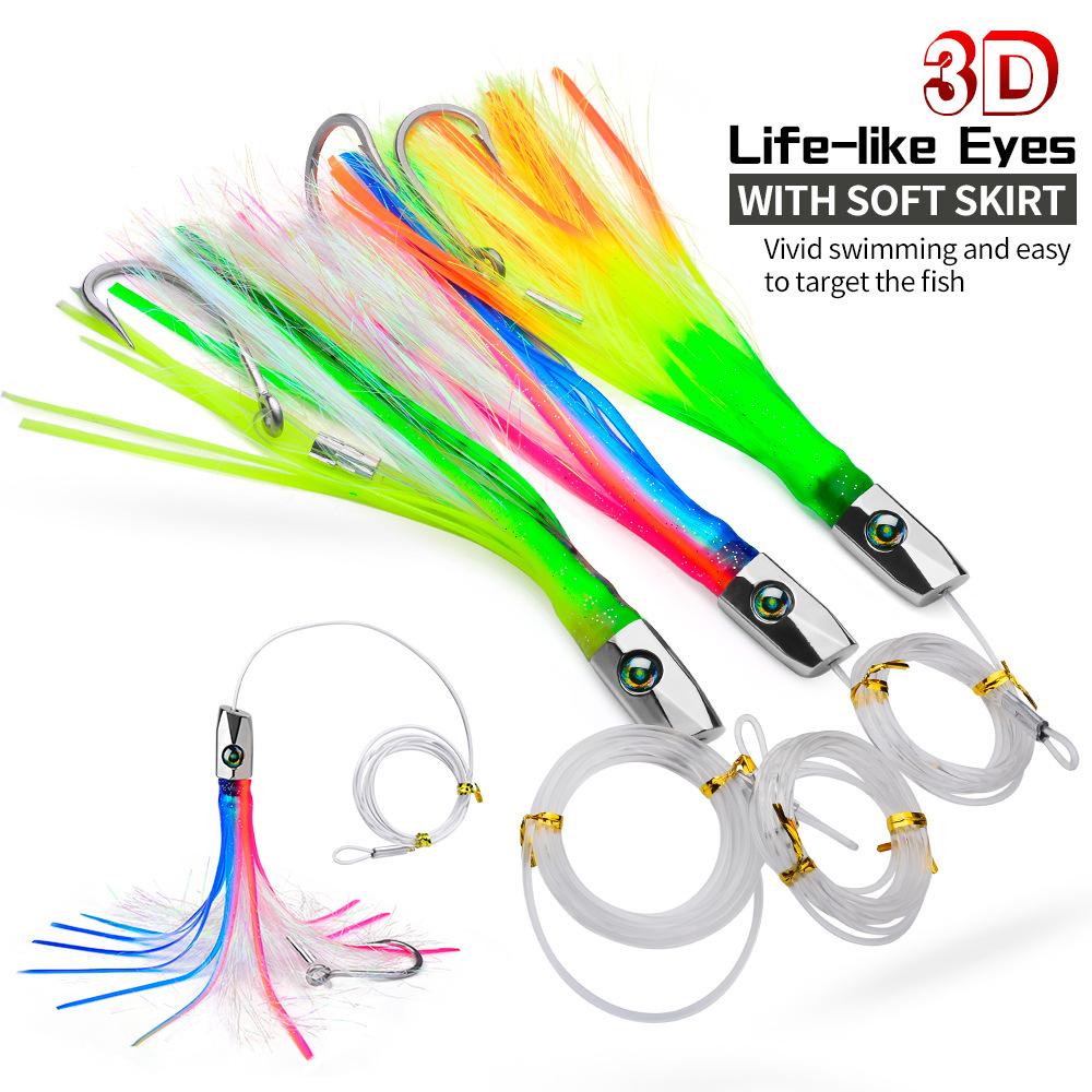 8.7-inch Drag Fishing Route Sub Bait 22cm 85g Metal Head Seal Fish Bait Squid Whisker Soft Bait Biomimetic Fake Bait for Sea Fishing