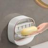 Adhesive Soap Holder for Shower Wall with Drainage Box, Waterproof Shower Bar Soap Holder Tray Soap Dish Wall Mounted Soap Caddy Organizer
