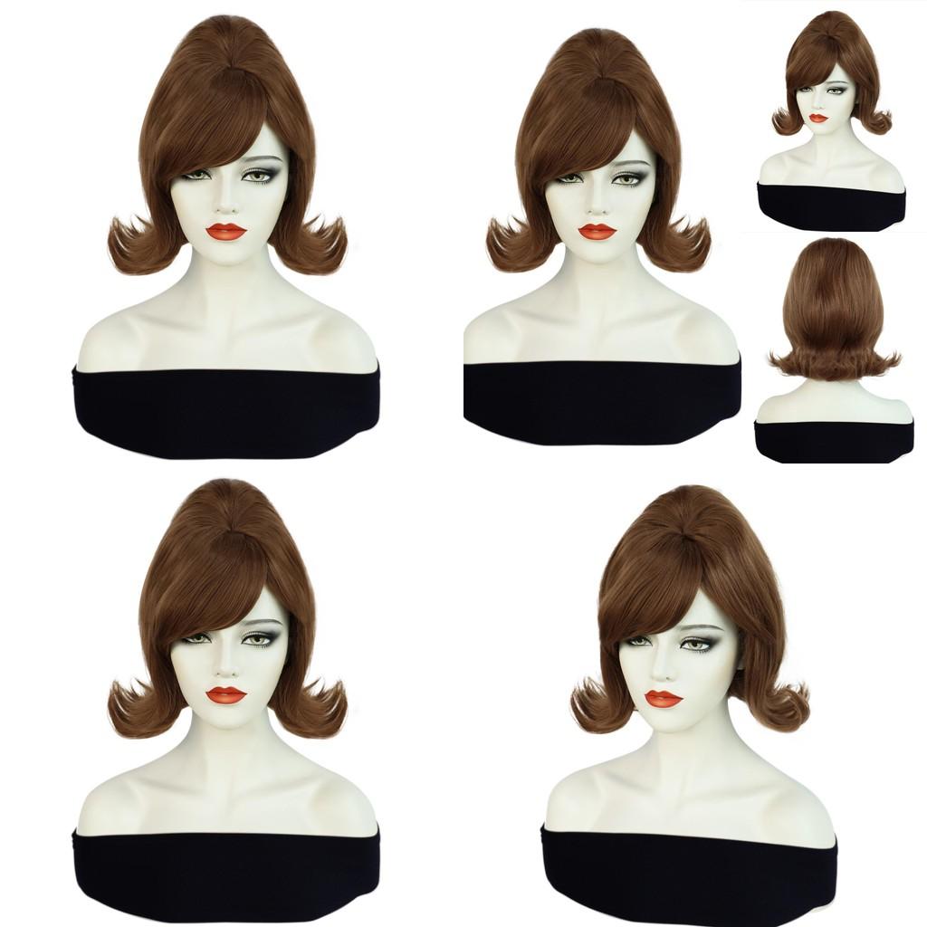 Cos Female Costume Wig With Slanted Bangs And Vintage Flipped Ends Made Of Hightemp Silk For Cosplay