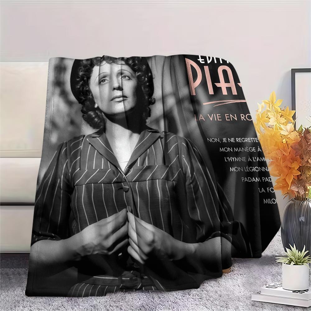 Édith Piaf pattern Flannel Blanket, High quality Comfortable for All Seasons, Home Decor, Warmth and Comfort, Perfect for Gifts.
