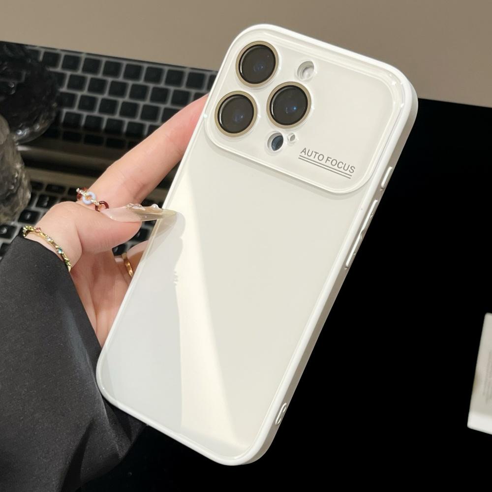 Crystal Glass Case For For Iphone 16 15 14 13 12 11 Pro Max 16Pro 16Promax Plain Color Candy Bumper Glossy Cover