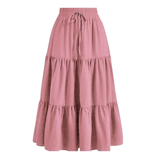 Женская летняя многоярусная юбка-макси А-силуэта с высокой талией, плиссированная, расклешенная, длинная, повседневная, летящая, пляжная, в стиле бохо