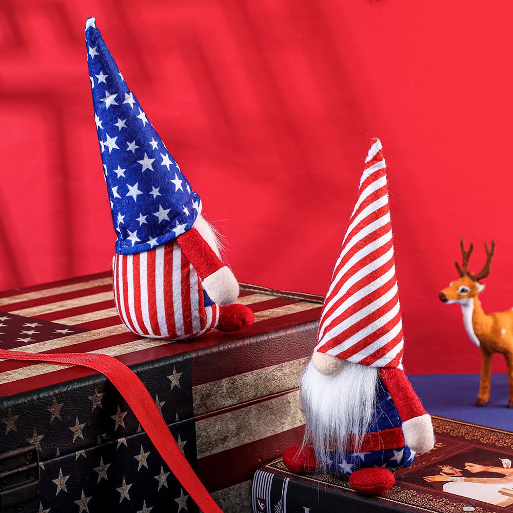 Креативное новое украшение ко Дню независимости, фигурка гнома Рудольфа в полосатой шляпе и шляпе со звездой для праздничных торжеств