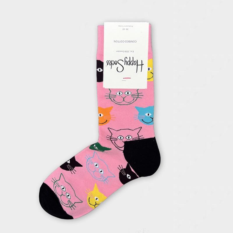 Happysocks Mid-Tube Combed Cotton Cartoon Rabbit Socks – Unisex Children's Swedish Trendy Brand, Sweat-Absorbing for Autumn/Winter.