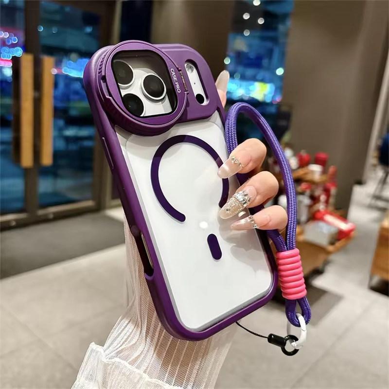 Защитный чехол для линз для iPhone 17 16 15 14 13 12 11 Pro Max Plus Air Для держателя Magsafe Прозрачный Магнитный Матовый Чехол с ремешком