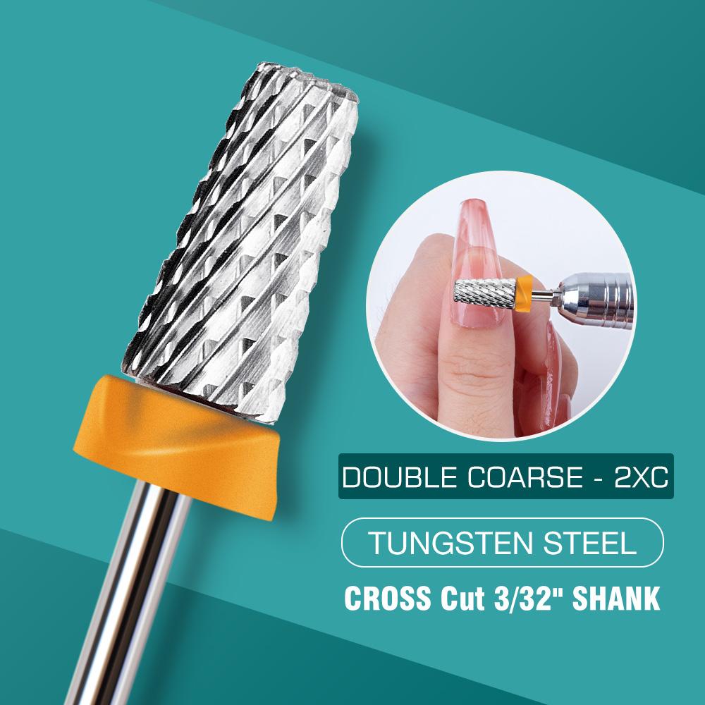 5 In 1 Carbide Tungsten Nail Bit Dual Rotation Volcano/Tornado Milling Cutters Fast Remove Acrylic Hard Gel ManucureTools