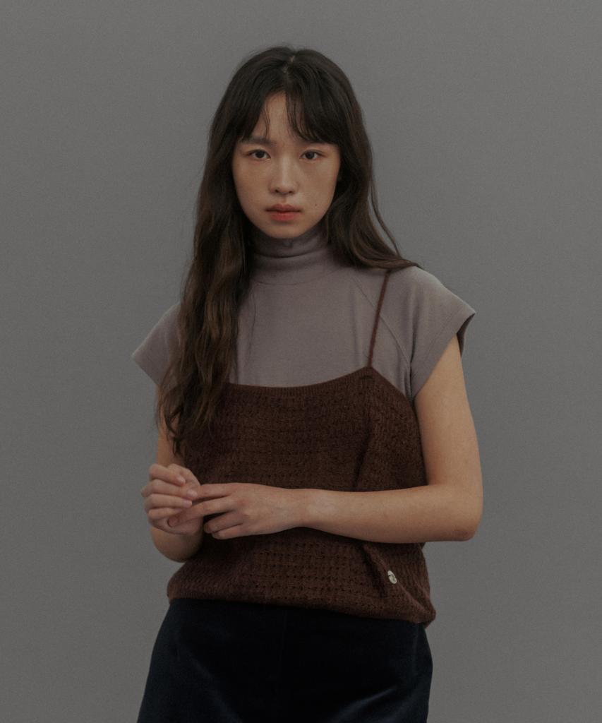 LOVEUSU Spangled Bustier Knit Top (Brown)