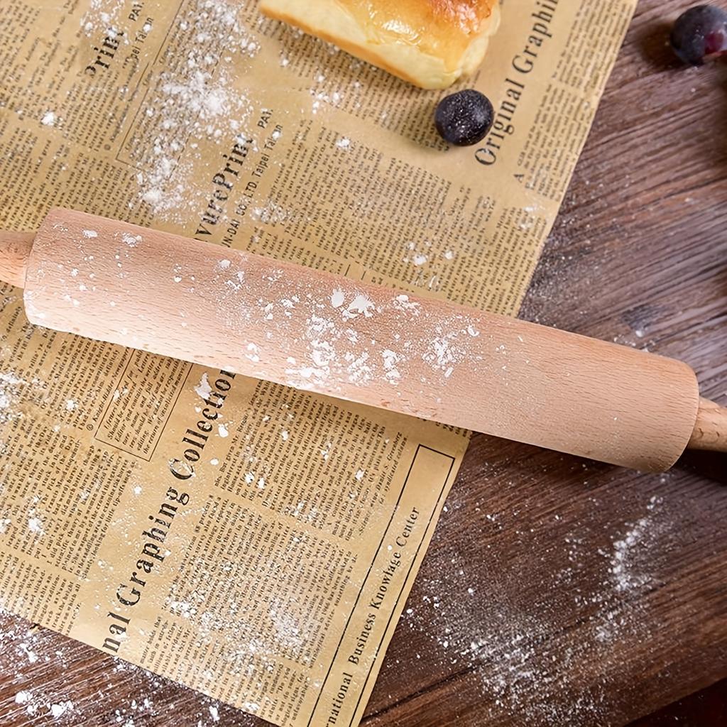 1pc Classic Wood Rolling Pin with Kneading Mat, Heavy for Baking Rolling Dough, Christmas Thanksgiving Mother's Day Baking Gift