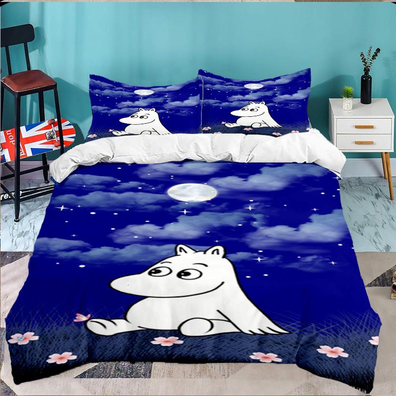 Moo-min Family Celebration 3PCS Bedding set,Ideal for 1pc Duvet Cover And 2pcs Pillowcases Perfect for Fan gift,Ideal for Bedroom, Dormitory