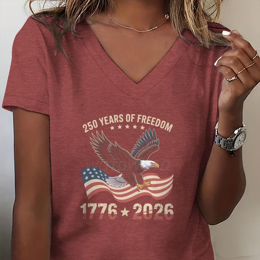Unisexs V Neck Tee Shirt 250th Anniversary 17762026 Print Tshirt 250 Years Graphic Tee Retro Independence Day Shirt
