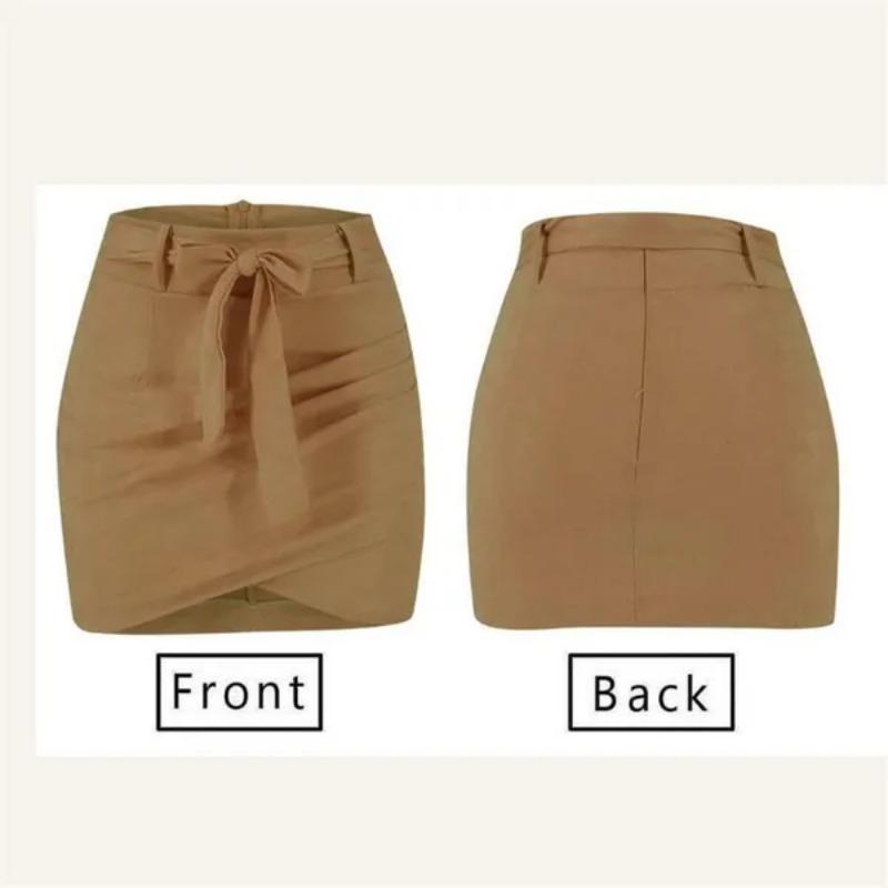 Модная женская мини-юбка в стиле OL с высокой талией и поясом, однотонная мини-юбка с крестом Saias