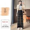 Women's Retro High-Waist Wool Plaid Pants - Contrast Color, Wide-Leg, Floor-Length, Velvet-Lined for Autumn/Winter 2024