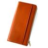 PAIDiA Men's L-Shaped Long Wallet, Genuine Leather, Coin Purse, Card Holder, Tochigi Leather, P099 (Orange)