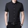 Men's Summer Solid Color Short-sleeved Lapel Shirt Casual and Comfortable Slim Thin Section Blouse