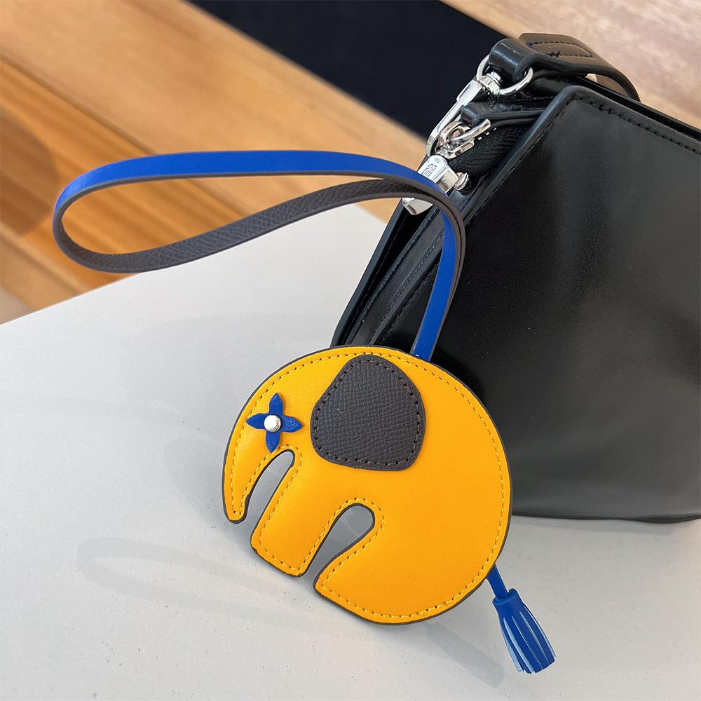 Bag Pendants Cute Elephant Charm for Purse Handbags Bag Accessories Car Charms Genuine Leather Teddy Elephant Key Decoration