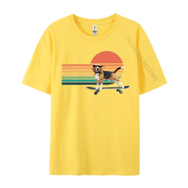 Vintage Beagle Skateboard Dog T Shirts Graphic Man Tee Shirts Crew Neck Cotton Unisex Tops Streetwear