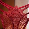 Cross Hollow Vintage Embroidered Thong Women's Thin Perspective Mesh Low Waist Strap Allure Sexy Panties 2280